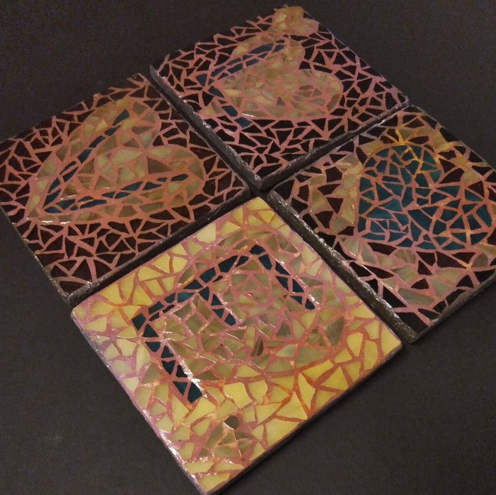 Handmade “Love” mosaic coaster